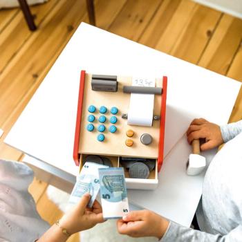 Großhandel B2B Kinderspielzeug-Simulation Kassierer/in Kasse aus holz